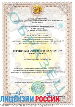 Образец сертификата соответствия аудитора №ST.RU.EXP.00014299-1 Красногорск Сертификат ISO 14001
